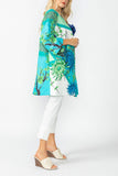 Turquoise Floral Print Long Jacket