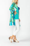 Turquoise Floral Print Long Jacket