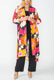 Plus Size Fuchsia Long Kimono With Puff Sleeves