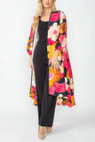 Plus Size Fuchsia Long Kimono With Puff Sleeves