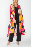 Plus Size Fuchsia Long Kimono With Puff Sleeves