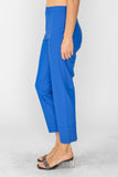 Blue Button Hem Slim Crops