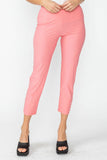 Coral Button Hem Slim Crops