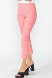 Coral Button Hem Slim Crops