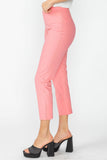 Coral Button Hem Slim Crops