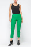 Green Button Hem Slim Crops