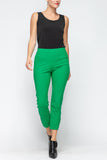 Green Button Hem Slim Crops
