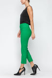 Green Button Hem Slim Crops