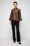 Brown Crinkle Jqd One Button Jacket