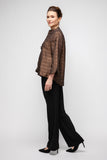Brown Crinkle Jqd One Button Jacket