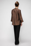 Brown Crinkle Jqd One Button Jacket