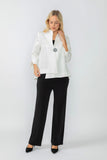 White Crinkle Jqd One Button Jacket
