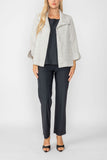 Taupe Solid Jacquard Open Front Jacket