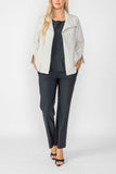 Taupe Solid Jacquard Open Front Jacket