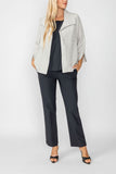 Taupe Solid Jacquard Open Front Jacket