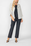 Taupe Solid Jacquard Open Front Jacket