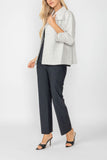 Taupe Solid Jacquard Open Front Jacket