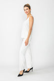 Ivory Round Neck Top & Straight Leg Pants