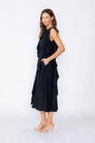 Black Cowl Neck Sleeveless Drape