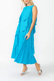 Turquoise Cowl Neck Sleeveless Drape