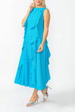 Turquoise Cowl Neck Sleeveless Drape