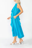 Turquoise Cowl Neck Sleeveless Drape
