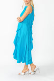 Turquoise Cowl Neck Sleeveless Drape