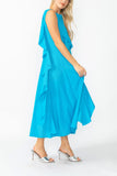 Turquoise Cowl Neck Sleeveless Drape