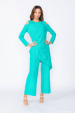 Baltic Cold Shoulder Side Pleats Asymmetrical Top