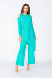 Baltic Cold Shoulder Side Pleats Asymmetrical Top