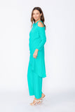 Baltic Cold Shoulder Side Pleats Asymmetrical Top