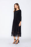 Black Asymmetrical Waist Line Mesh Skirt Dress