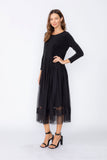 Black Asymmetrical Waist Line Mesh Skirt Dress
