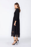Black Asymmetrical Waist Line Mesh Skirt Dress