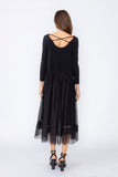 Black Asymmetrical Waist Line Mesh Skirt Dress