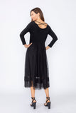 Black Asymmetrical Waist Line Mesh Skirt Dress