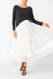White Asymmetrical Waist Line Mesh Skirt Dress