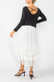 White Asymmetrical Waist Line Mesh Skirt Dress