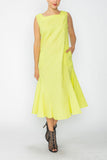 Neon Square Neck Bottom Side Ruffle Sleeveless Dress