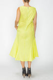 Neon Square Neck Bottom Side Ruffle Sleeveless Dress