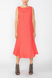 Sunset Square Neck Bottom Side Ruffle Sleeveless Dress