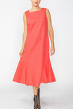 Sunset Square Neck Bottom Side Ruffle Sleeveless Dress
