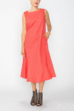 Sunset Square Neck Bottom Side Ruffle Sleeveless Dress