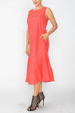 Sunset Square Neck Bottom Side Ruffle Sleeveless Dress
