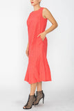 Sunset Square Neck Bottom Side Ruffle Sleeveless Dress