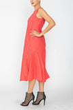 Sunset Square Neck Bottom Side Ruffle Sleeveless Dress