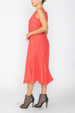 Sunset Square Neck Bottom Side Ruffle Sleeveless Dress
