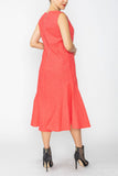Sunset Square Neck Bottom Side Ruffle Sleeveless Dress