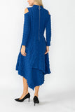 Blue Mock-Neck Cold Shoulder Asymmetrical Dress