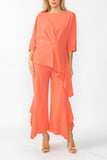 Sunset Side Pleats Asymmetrical Ruffle Top